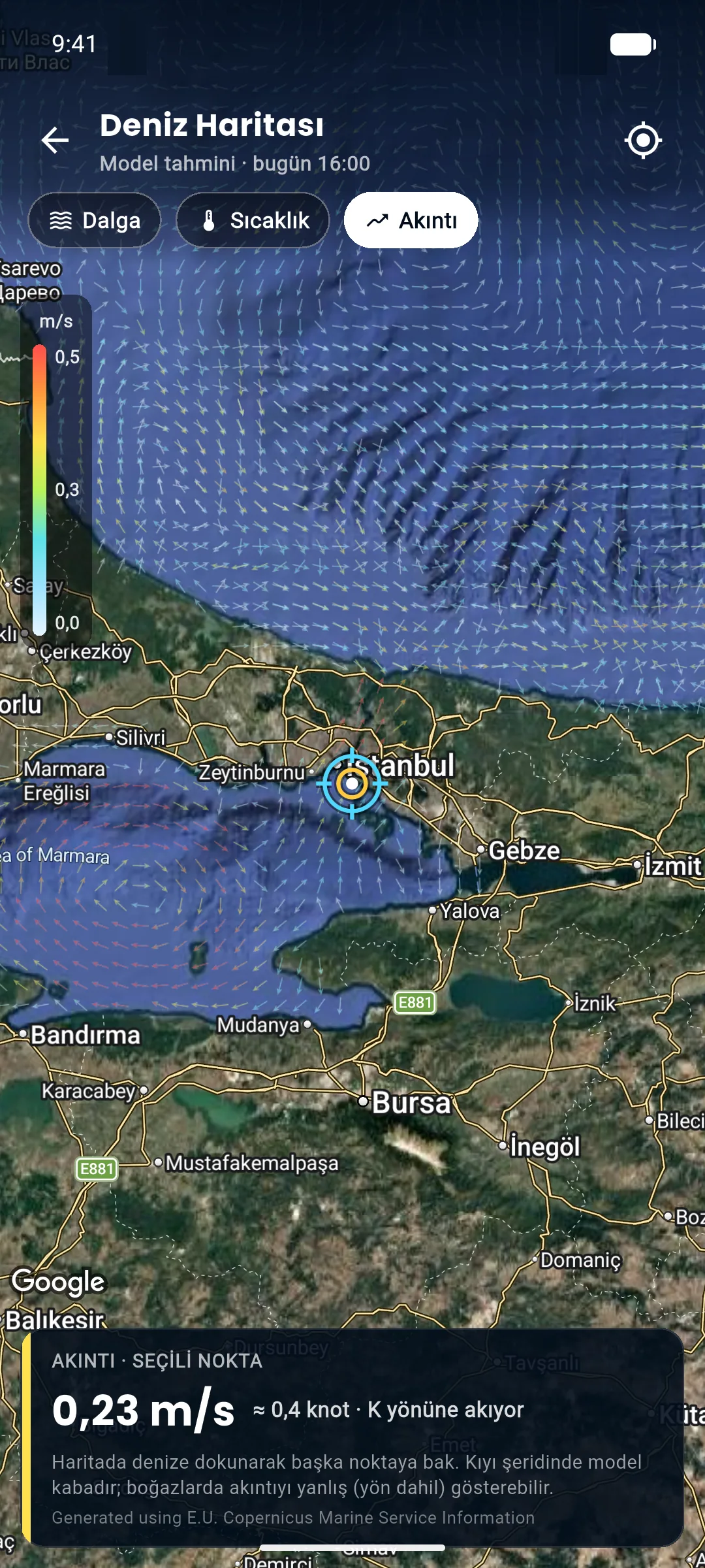 Deniz haritası: Marmara'da akıntı okları